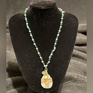 Gold and Turquoise Pendant Necklace